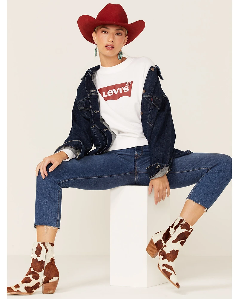 Levis Women's White Batwind Logo Crew Sweatshirt