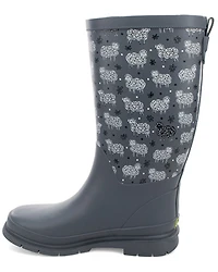 Western Chief Women's Black Sheep Faux Fur Tall Rain Boots