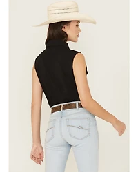 Cowgirl Hardware Women's Solid Sleeveless Rhinestone Snap Western Shirt