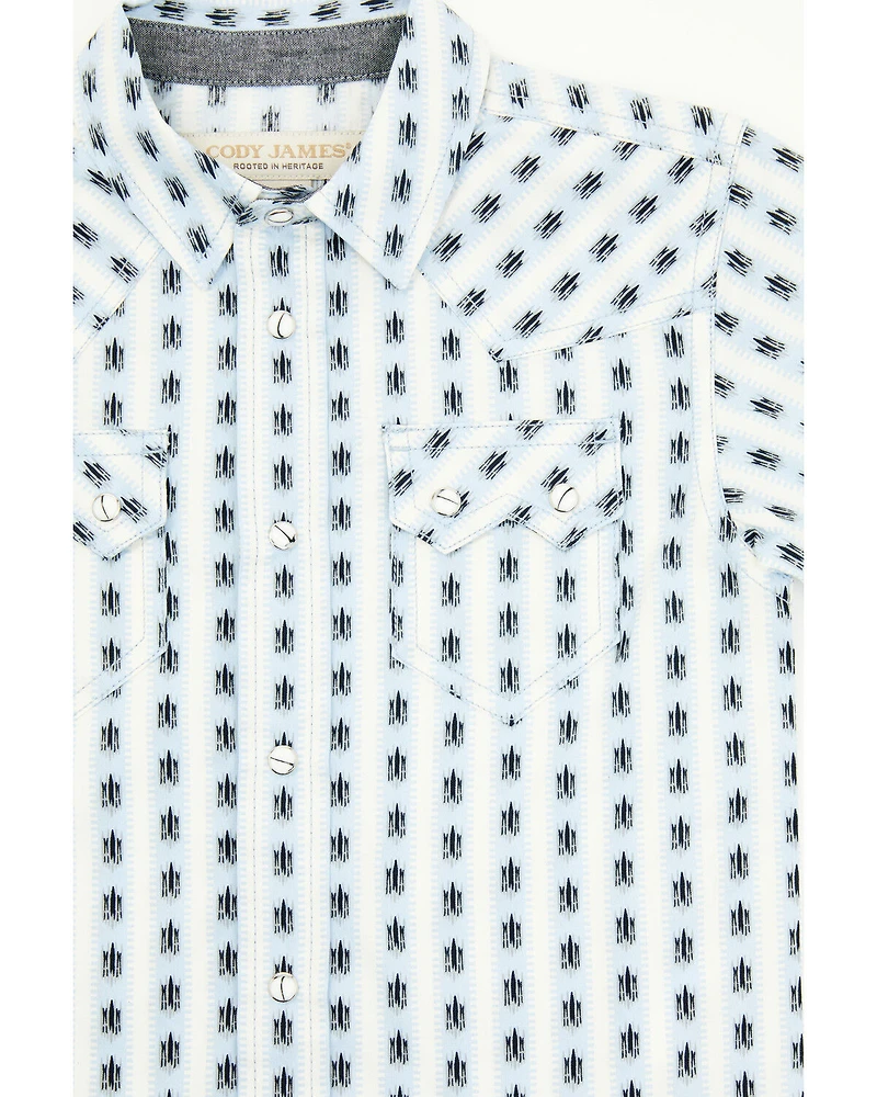 Cody James Toddler Boys' Outlaw Pass Striped Print Short Sleeve Snap Western Shirt