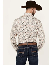 Rock & Roll Denim Men's Tattoo Print Long Sleeve Pearl Snap Stretch Western Shirt