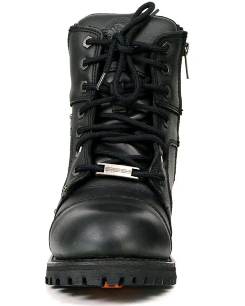 Milwaukee Leather Women's Lace-To-Toe Studded Motorcycle Boots - Round Toe