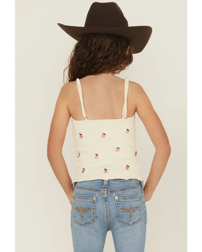 Fornia Girls' Peaches Embroidered Sleeveless Tank Top