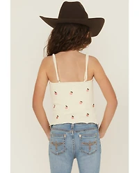 Fornia Girls' Peaches Embroidered Sleeveless Tank Top