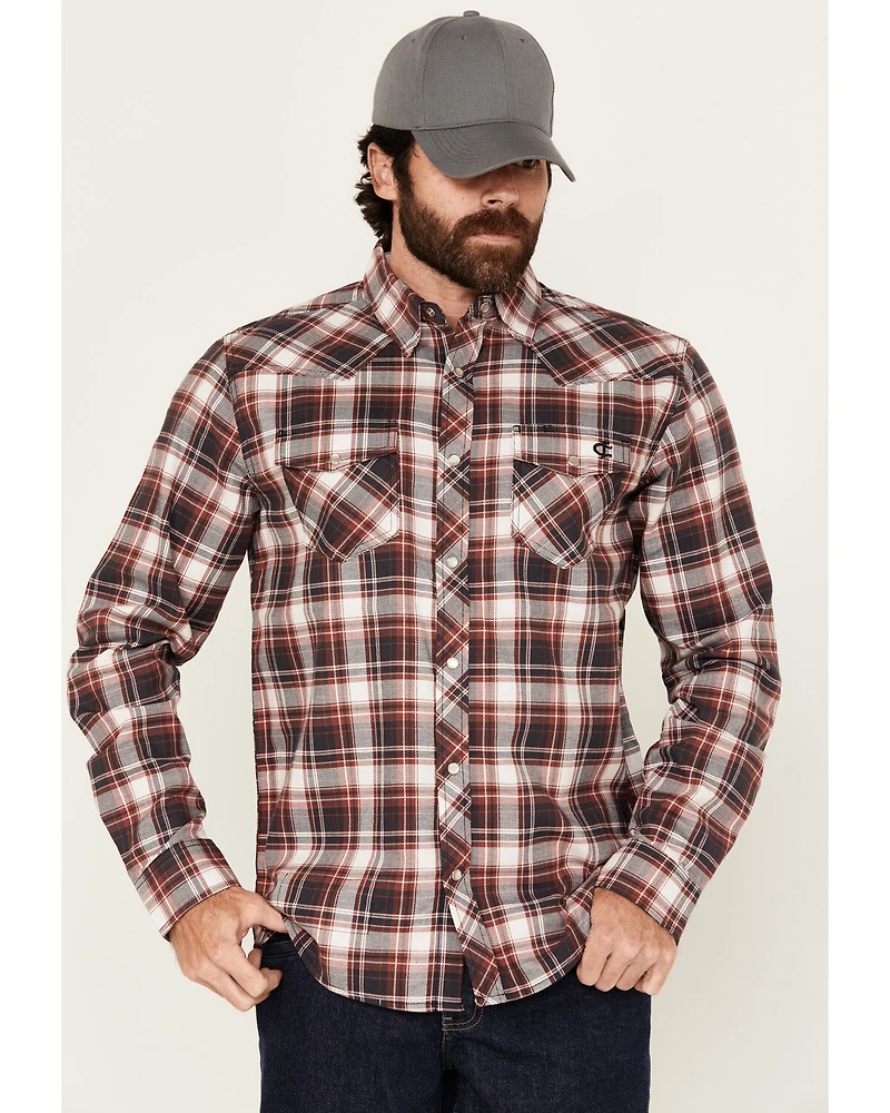 Cody James Men's FR Plaid Print Long Sleeve Snap Work Shirt