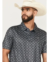 Panhandle Slim Men's Medallion Print Short Sleeve Snap Performance Polo