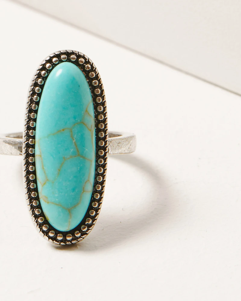 Shyanne Women's Silver & Turquoise Squash Blossom 5-piece Ring Set