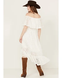 Beyond The Radar Women's Off Shoulder Lace Midi Dress