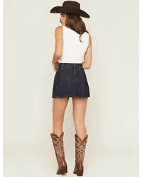 Levi's Women's Dark Wash Remember Together Pleated Denim Mini Skirt