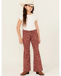 Rock & Roll Denim Girls' Floral Horseshoe Print Flare Stretch Jeans