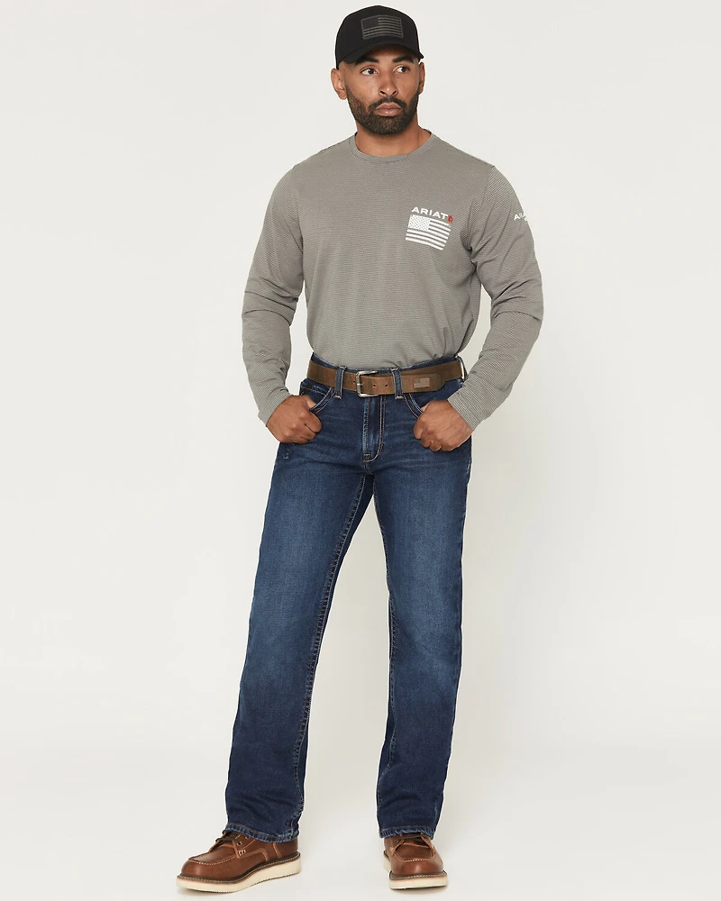Ariat Men's M4 Rebar Medium Wash Acclimatized Relaxed Bootcut Stretch Denim Jeans