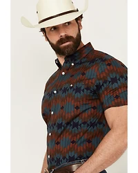 RANK 45® Men's Azrank Southwestern Print Short Sleeve Button-Down Stretch Western Shirt