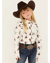 Wrangler Girls' Rodeo Long Sleeve Snap Western Shirt