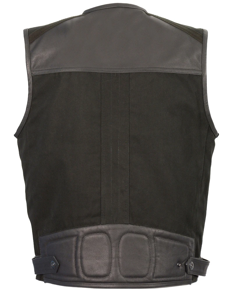 Milwaukee Leather Men's & Canvas Zipper Front Super Utility Multi Pocket Vest