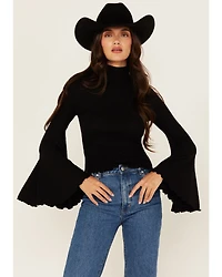 Shyanne Women's Mock Neck Long Bell Sleeve Top