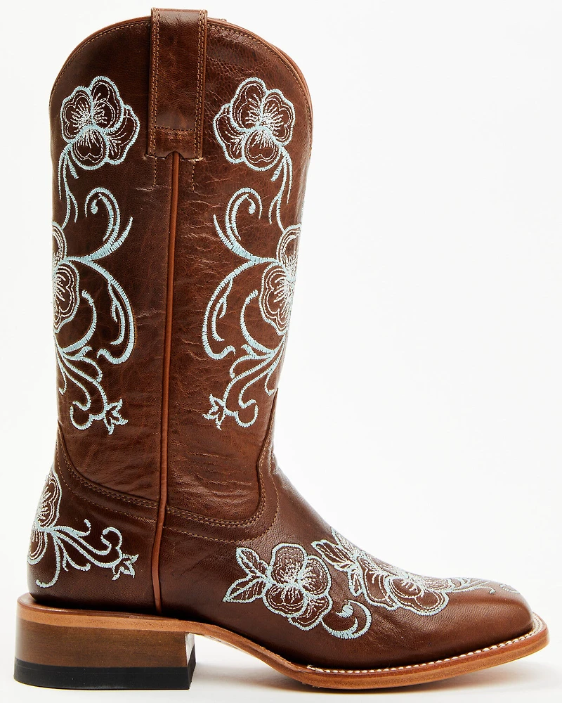 Shyanne Women's Lasy Floral Embroidered Western Boots - Broad Square Toe