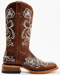 Shyanne Women's Lasy Floral Embroidered Western Boots - Broad Square Toe
