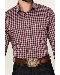 Wrangler Men's Wrinkle Resistant Plaid Print Long Sleeve Snap Stretch Western Shirt