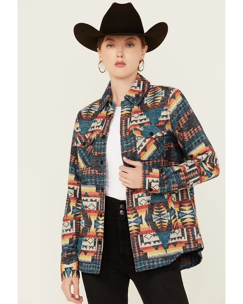 Rock & Roll Denim Women's Southwestern Print Snap Shacket