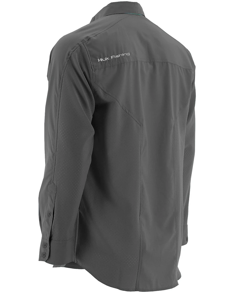 Huk Performance Fishing Men's Next Level Long Sleeve Button Down Woven Shirt