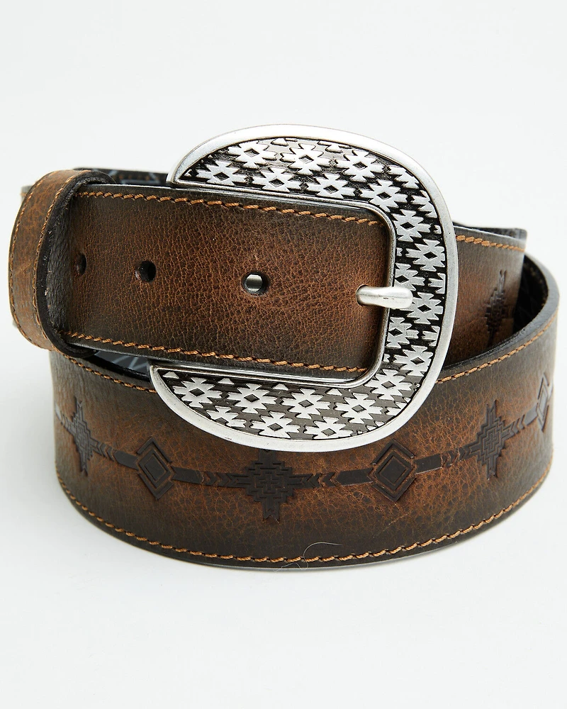 Red Dirt Hat Men's Southwestern Print Leather Belt