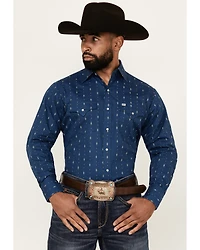 Ely Walker Men's Diamond Southwestern Print Long Sleeve Snap Western Shirt