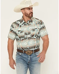 RANK 45® Men's Eagle Pass Southwestern Print Short Sleeve Snap Performance Western Shirt