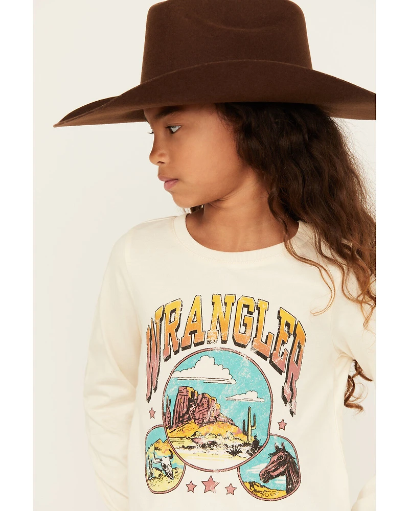 Wrangler Girls' Desert Logo Long Sleeve Graphic Shirt