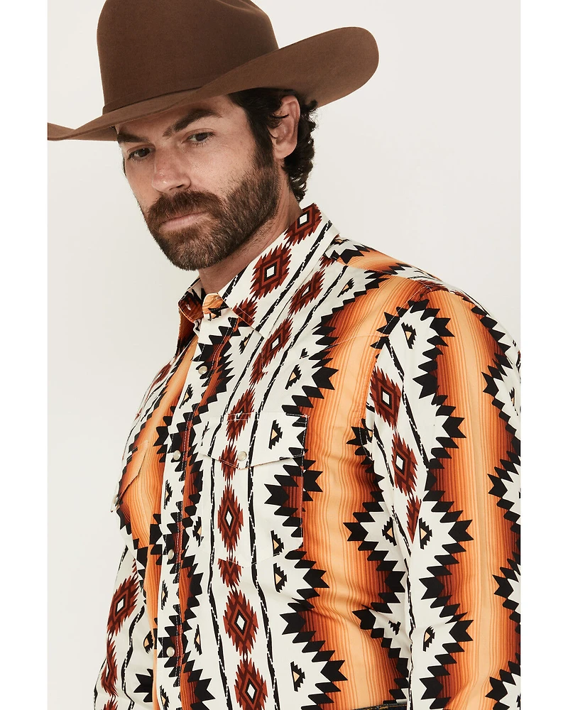 Wrangler Men's Checotah Southwestern Print Long Sleeve Snap Western Shirt