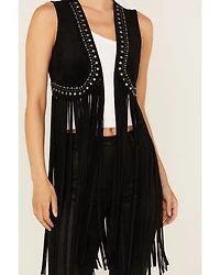Idyllwind Women's Walnut Studded Fringe Faux Suede Vest