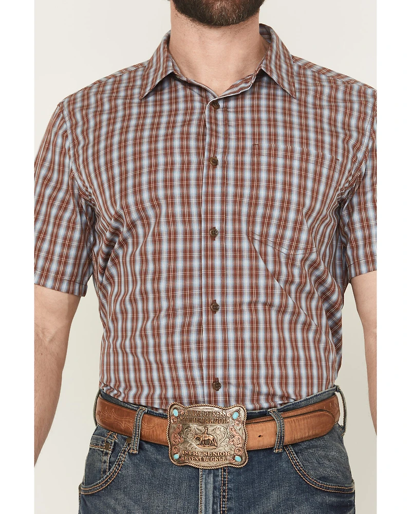 Gibson Trading Co Men's Mud Hole Plaid Print Short Sleeve Button-Down Western Shirt