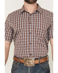 Gibson Trading Co Men's Mud Hole Plaid Print Short Sleeve Button-Down Western Shirt