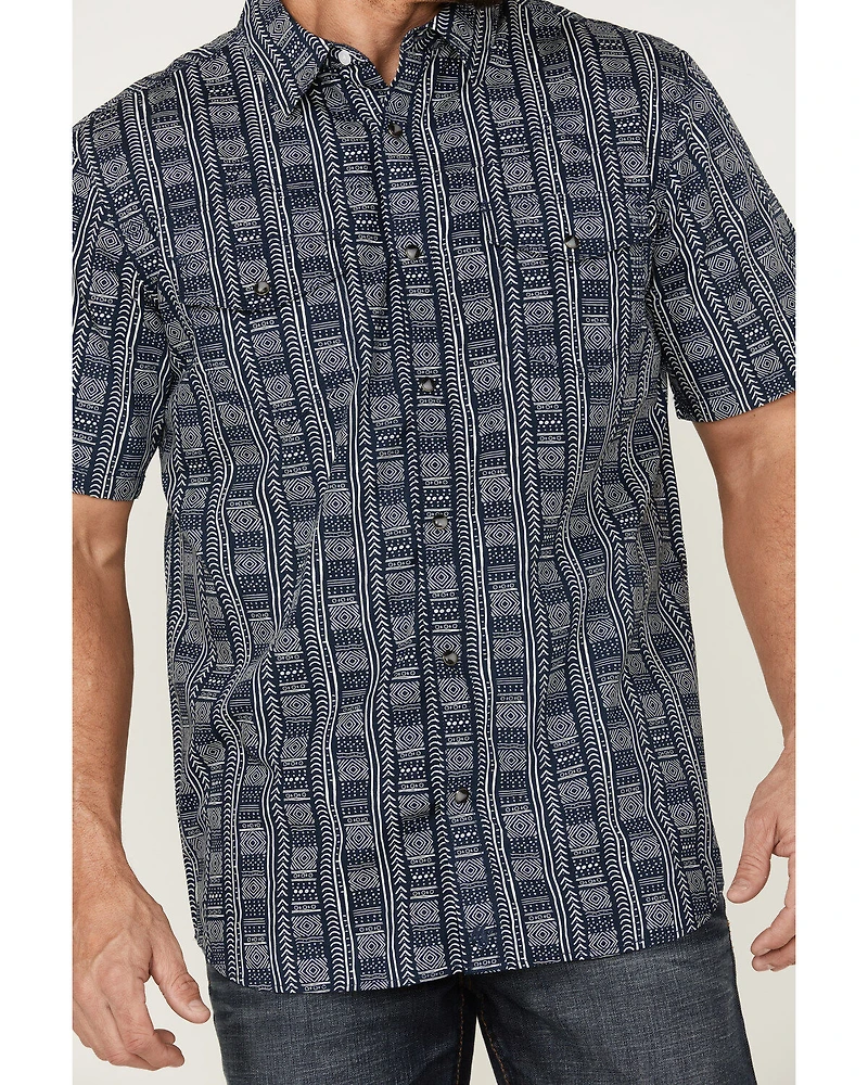 Moonshine Spirit Men's Tikki Pole Southwestern Stripe Short Sleeve Snap Western Shirt