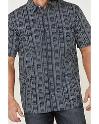Moonshine Spirit Men's Tikki Pole Southwestern Stripe Short Sleeve Snap Western Shirt