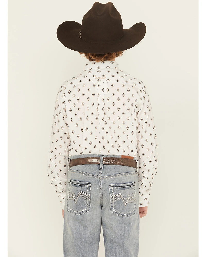 Ariat Boys' Classic Geo Print Long Sleeve Button-Down Western Shirt
