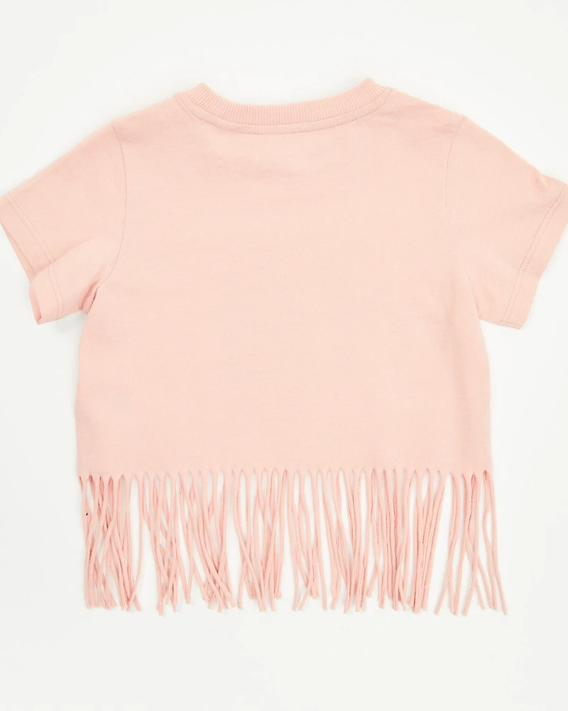 Shyanne Toddler Girls' Can't Be Tamed Short Sleeve Fringe Graphic Tee