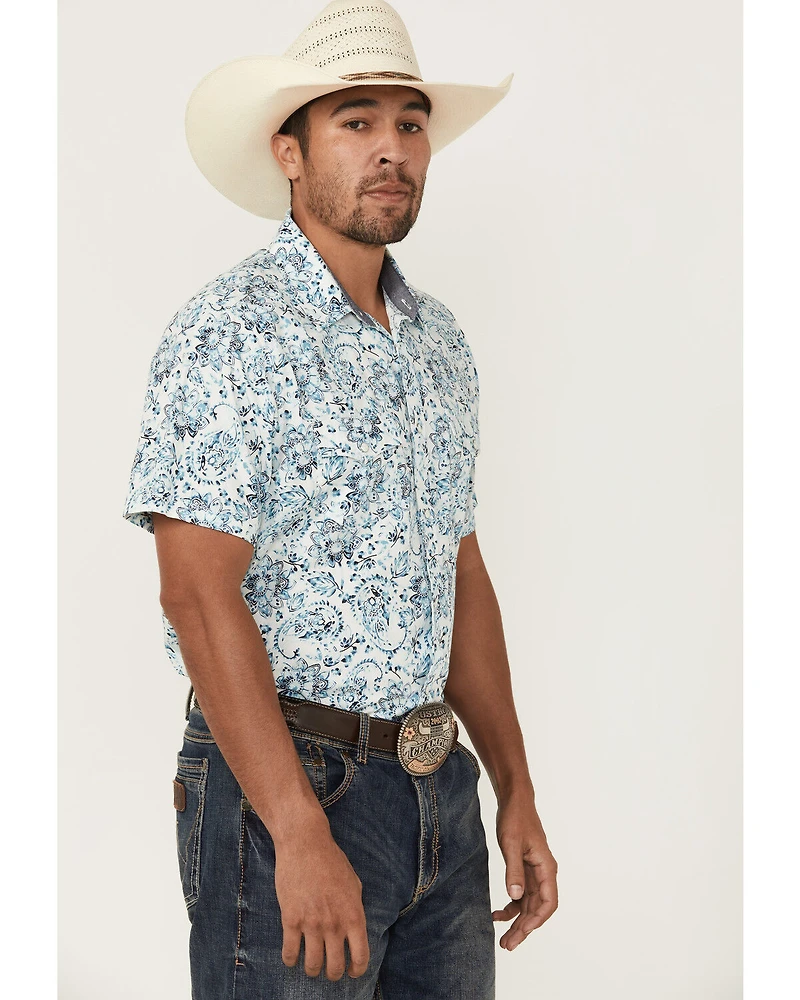 Cody James Men's Frontier Threads Floral Paisley Print Short Sleeve Snap Western Shirt