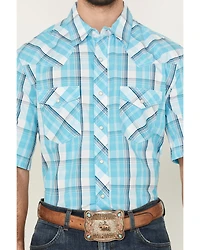 Wrangler Men's 20X Plaid Print Short Sleeve Snap Stretch Western Shirt