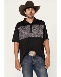 RANK 45® Men's Linear Geo Print Short Sleeve Polo Shirt
