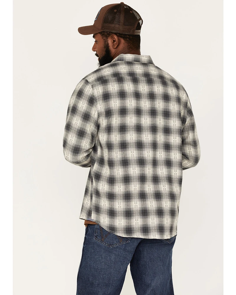 Flag & Anthem Men's Albee Dobby Stripe Plaid Print Long Sleeve Button Down Shirt