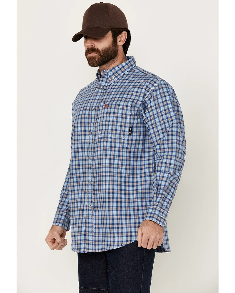 Ariat Men's FR Sierra Plaid Print Long Sleeve Button-Down Work Shirt