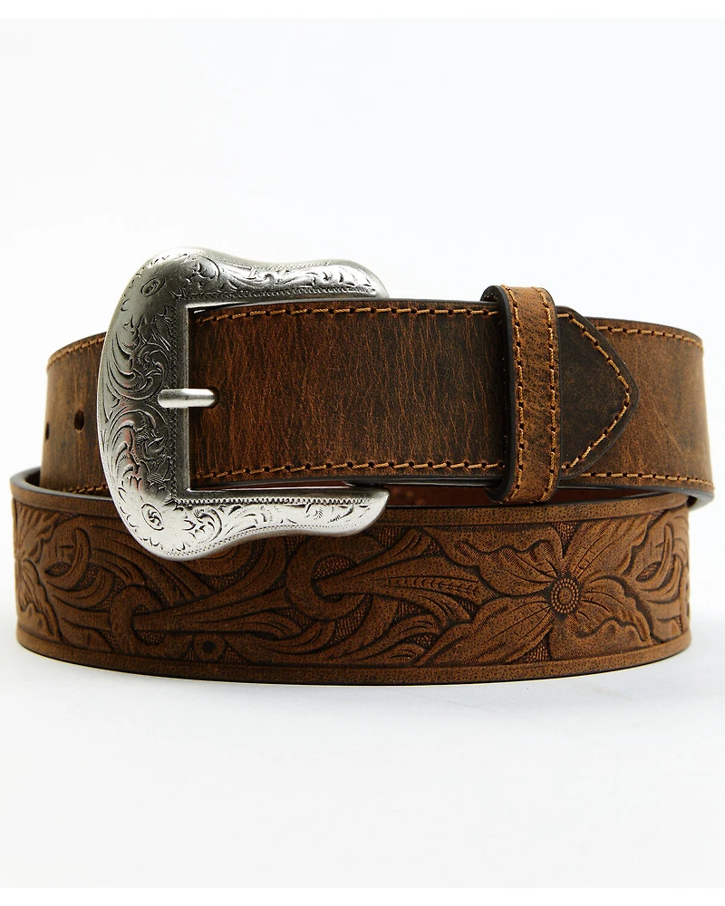 Cody James Men's Floral Embossed Leather Belt