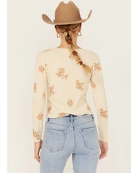 Cleo + Wolf Women's Calvin Floral Embroidered Long Sleeve Thermal Shirt