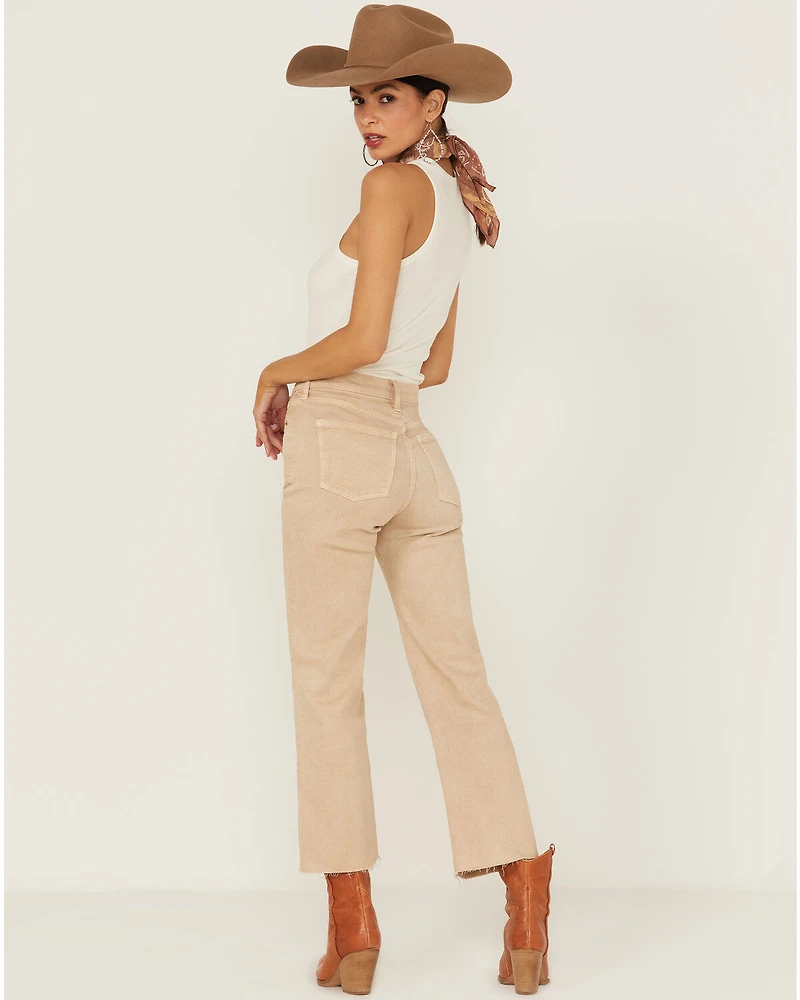 Sneak Peek Women's Natural High Rise Raw Hem Crop Jeans