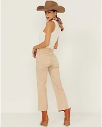 Sneak Peek Women's Natural High Rise Raw Hem Crop Jeans