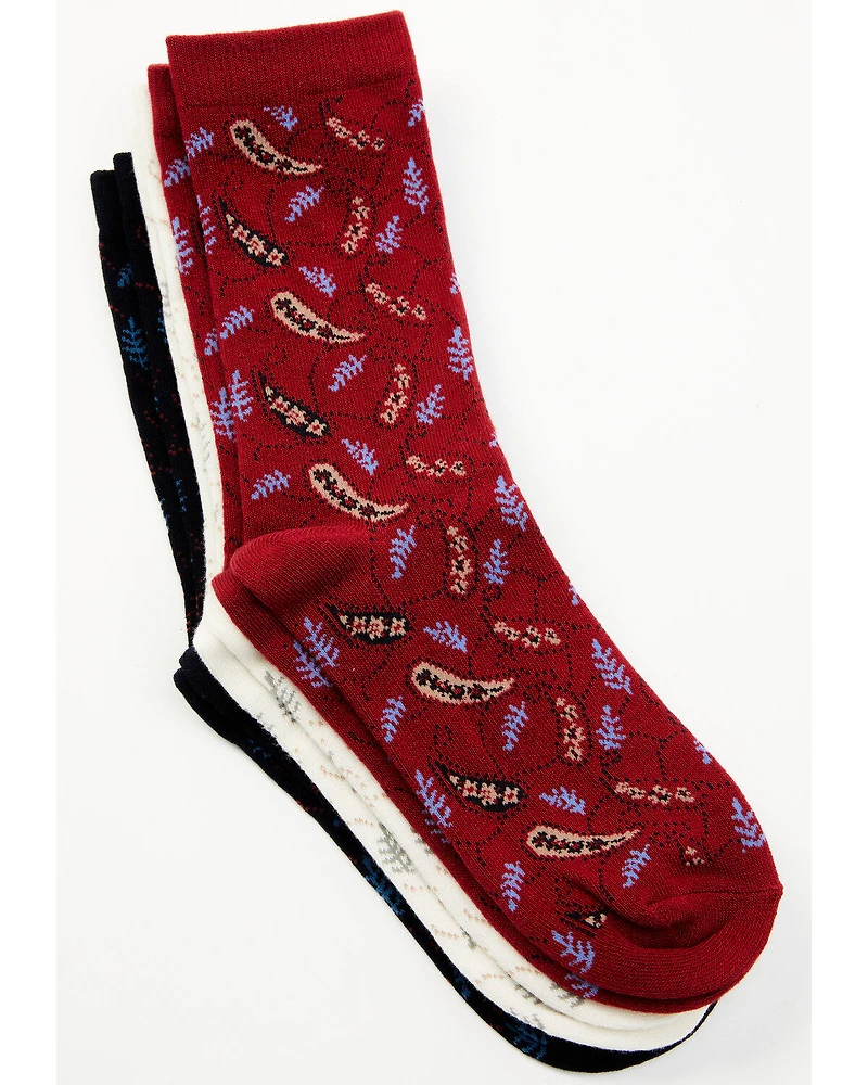 Shyanne Women's Libby Paisley Crew Socks - 3-Pack