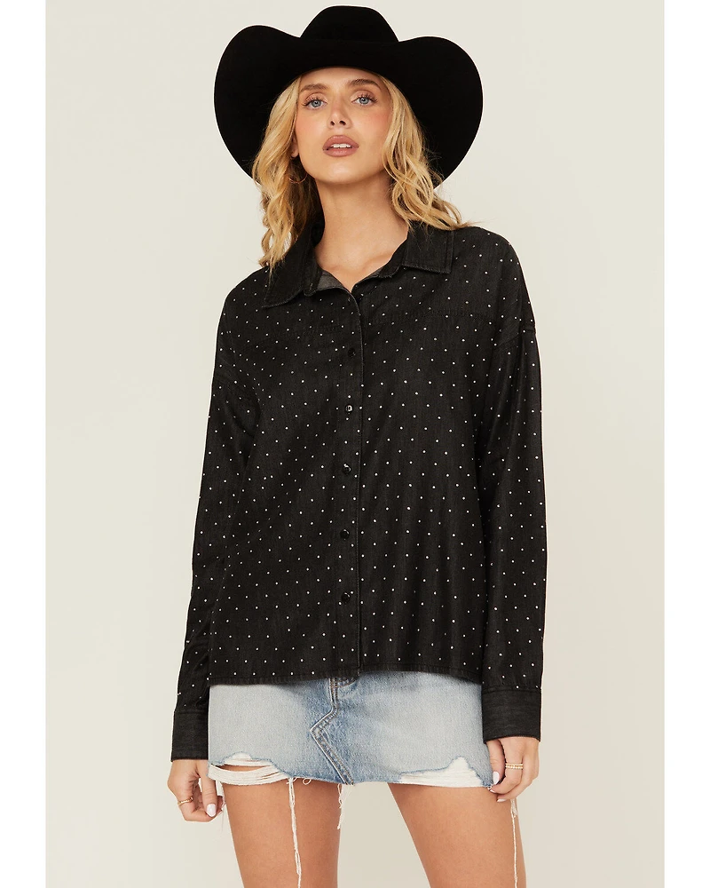Rock & Roll Denim Women's Rhinestone Long Sleeve Button-Down Western Shirt