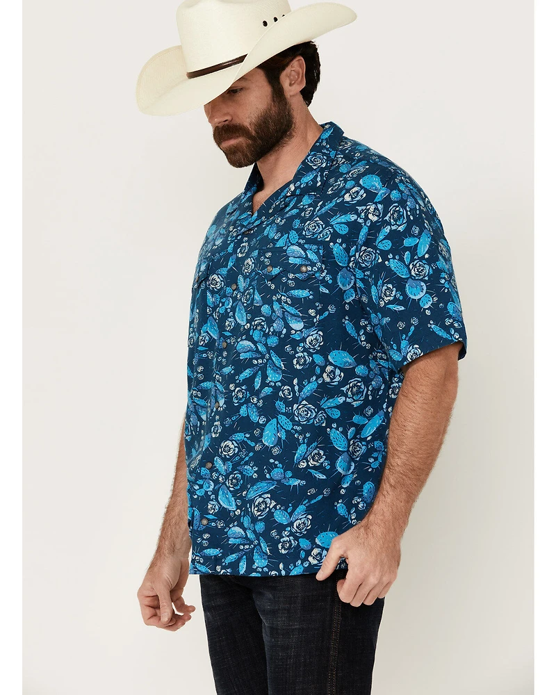 Wrangler Men's Conversation Print Short Sleeve Snap Western Shirt