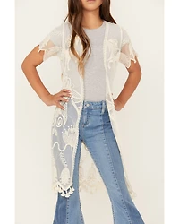 Shyanne Girls' Yee Haw Embroidered Lace Kimono