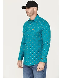 Wrangler Men's FR Checotah Southwestern Print Long Sleeve Snap Work Shirt